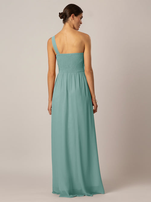 APART One-Shoulder Abendkleid mit Plissee- Drapierung vorne, Smoke- Einsatz hinten und Wic | jade image 1