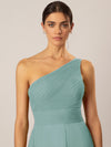 APART One-Shoulder Abendkleid mit Plissee- Drapierung vorne, Smoke- Einsatz hinten und Wic | jade