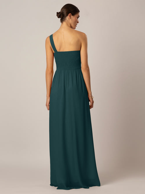 APART One-Shoulder Abendkleid mit Plissee- Drapierung vorne, Smoke- Einsatz hinten und Wic | emerald image 1