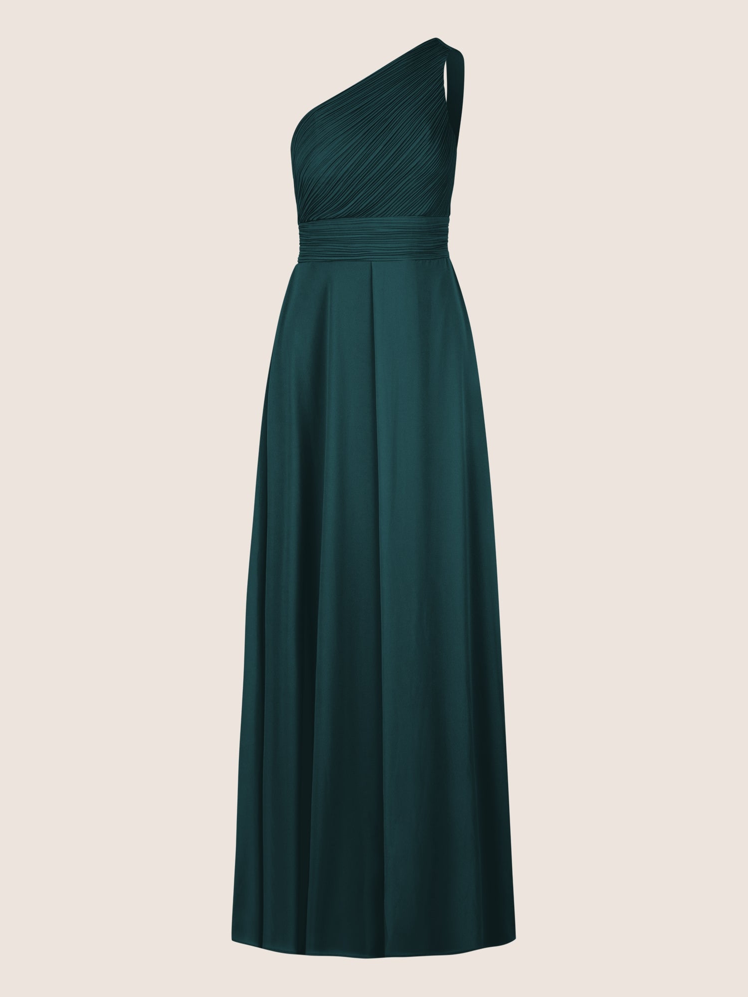 APART One-Shoulder Abendkleid mit Plissee- Drapierung vorne, Smoke- Einsatz hinten und Wic | emerald