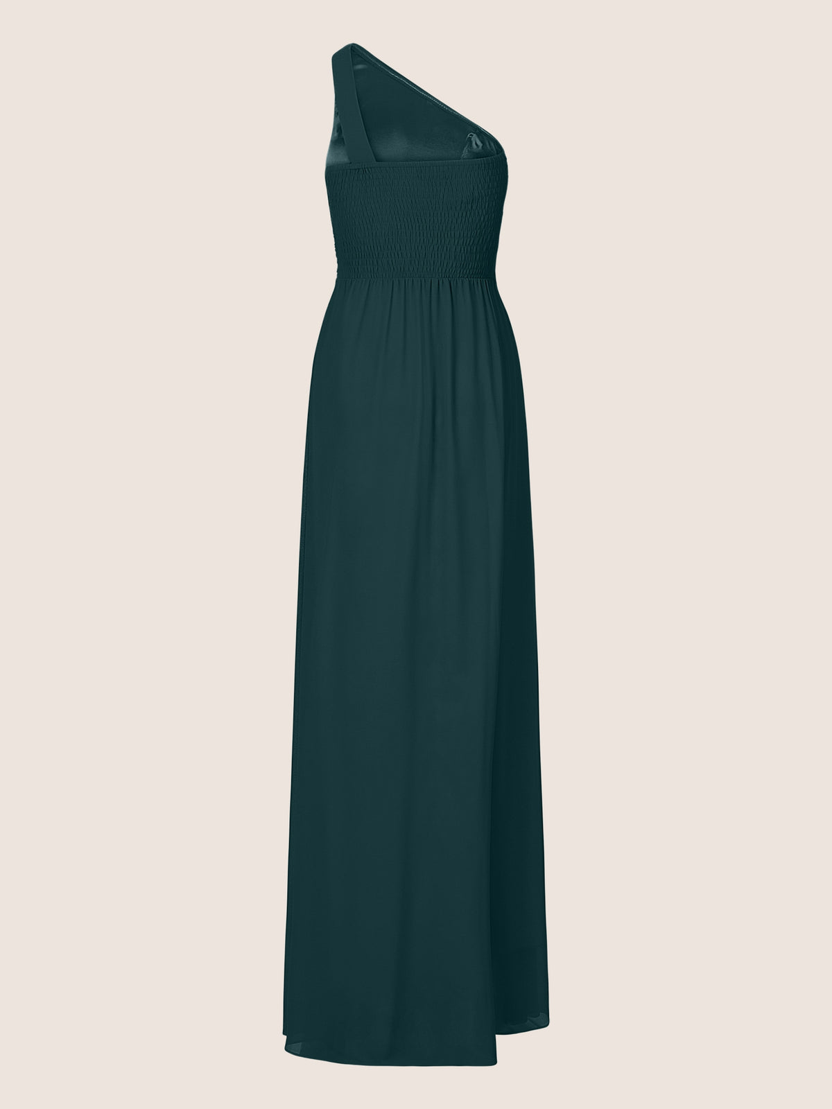 APART One-Shoulder Abendkleid mit Plissee- Drapierung vorne, Smoke- Einsatz hinten und Wic | emerald