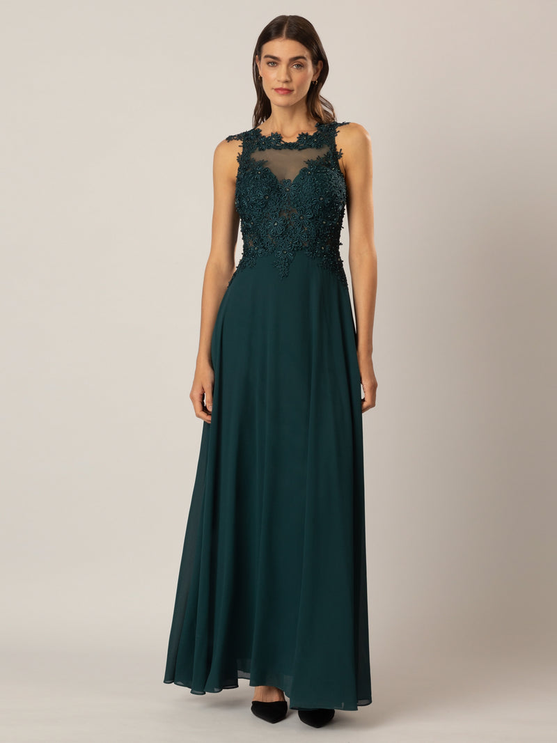 APART Spitzenkleid mit attraktivem Floral-Design | emerald