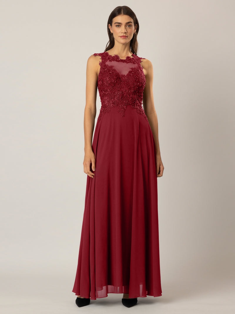 APART Spitzenkleid mit attraktivem Floral-Design | bordeaux