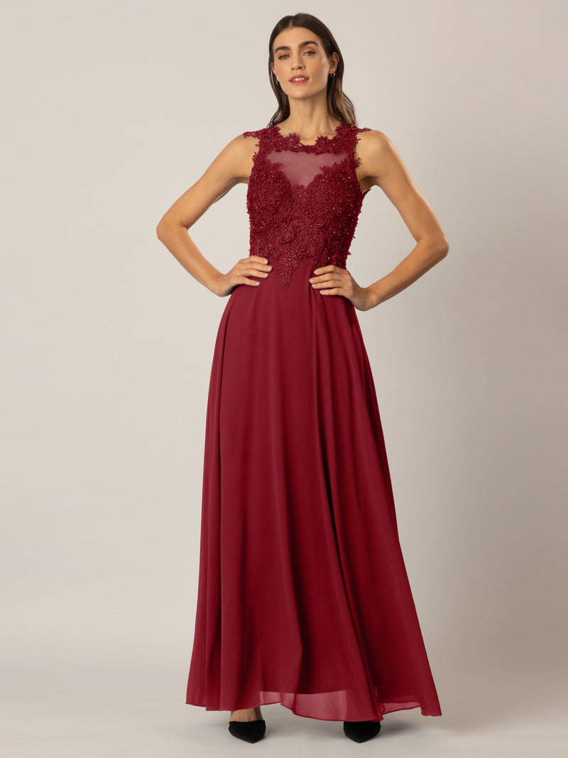 APART Spitzenkleid mit attraktivem Floral-Design | bordeaux