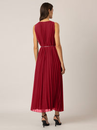 APART langes Plisseekleid mit allover Sonnenplissee | bordeaux