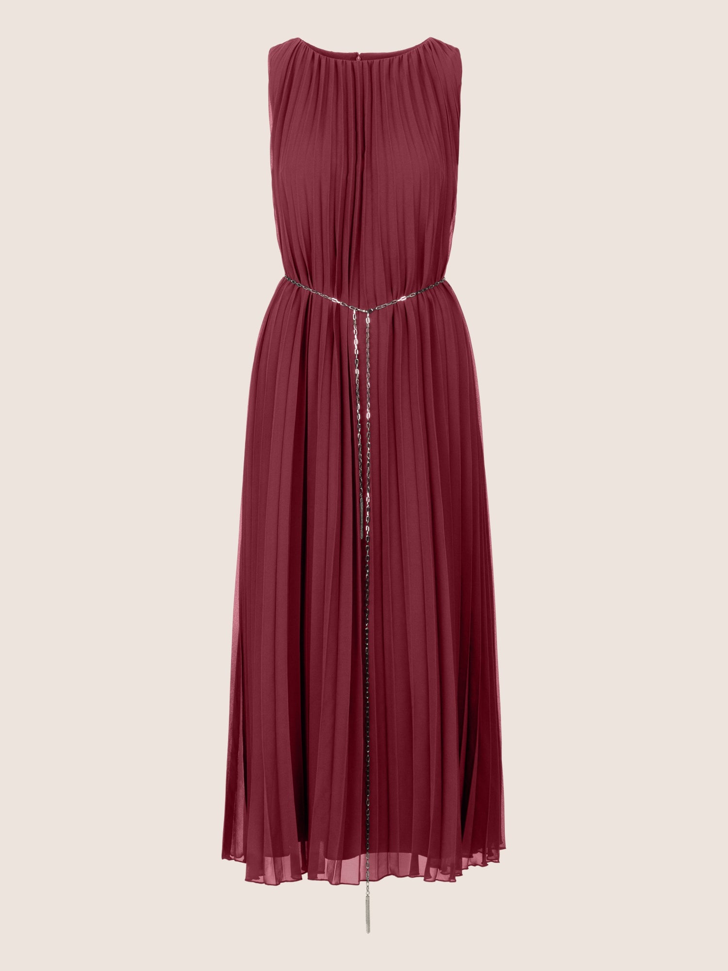 APART langes Plisseekleid mit allover Sonnenplissee | bordeaux