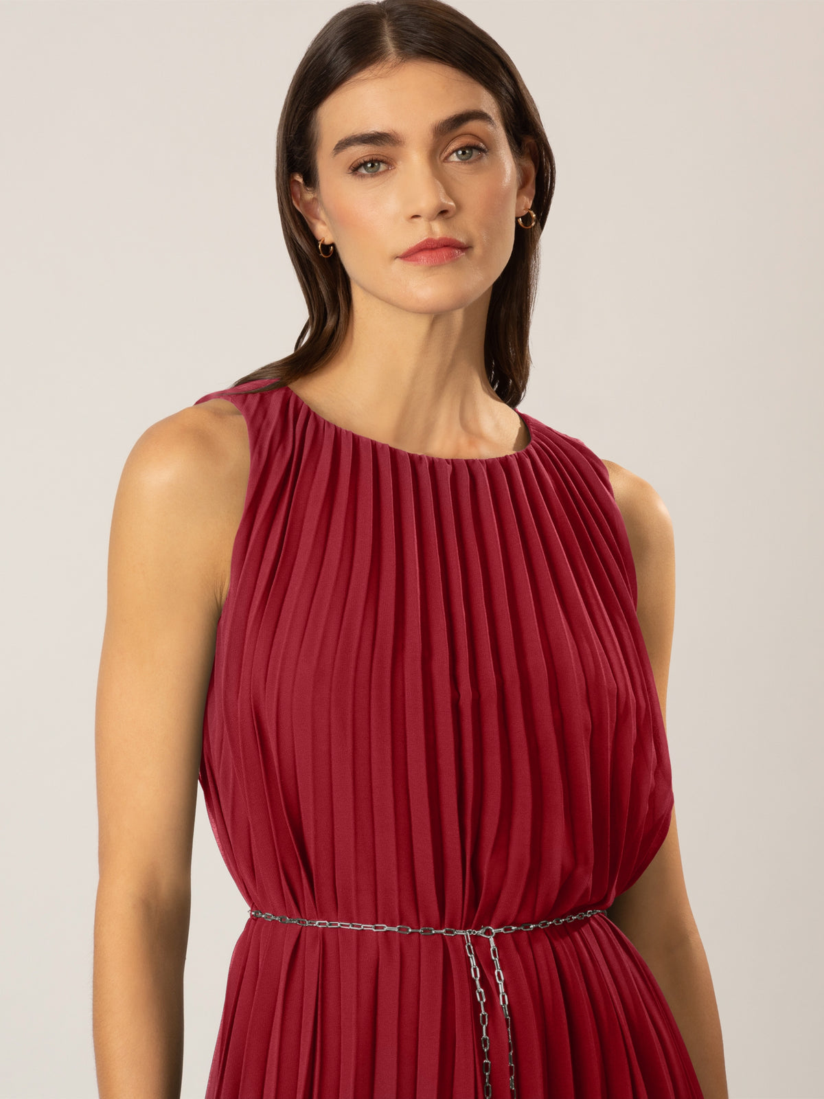 APART langes Plisseekleid mit allover Sonnenplissee | bordeaux