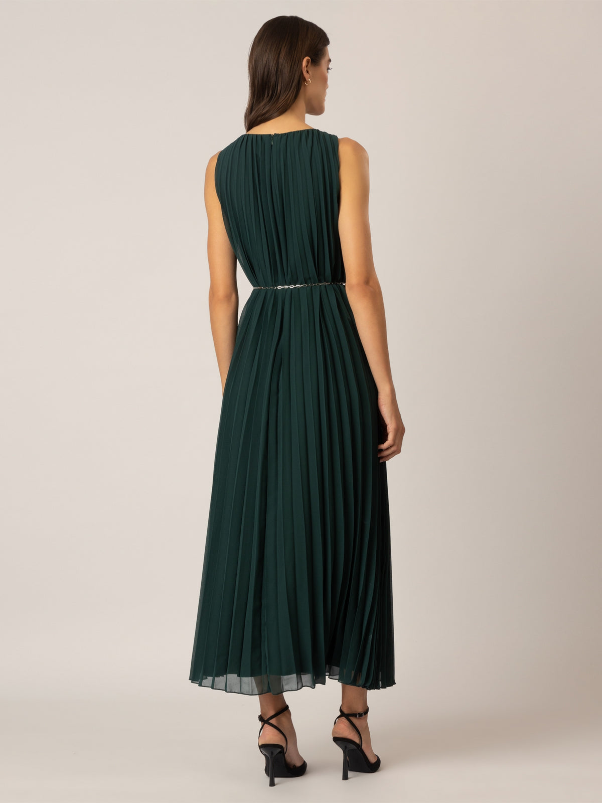 APART langes Plisseekleid mit allover Sonnenplissee | emerald