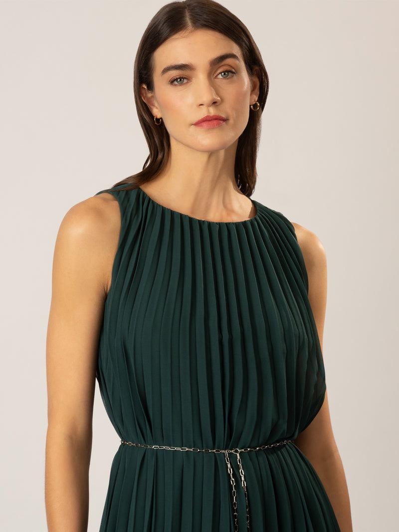 APART langes Plisseekleid mit allover Sonnenplissee | emerald