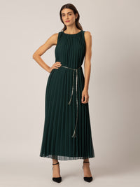 APART langes Plisseekleid mit allover Sonnenplissee | emerald