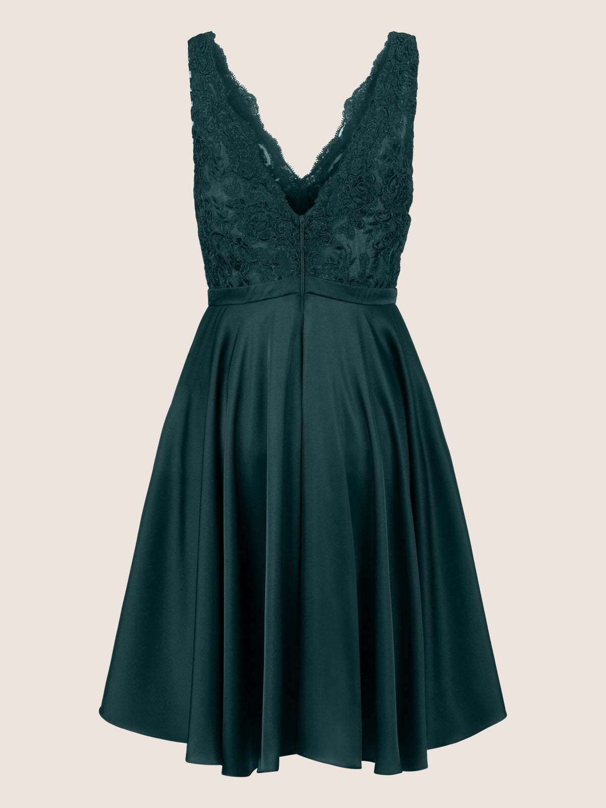 APART Cocktailkleid im Materialmix aus plastischer Spitze und mattschimmerndem Satin | emerald