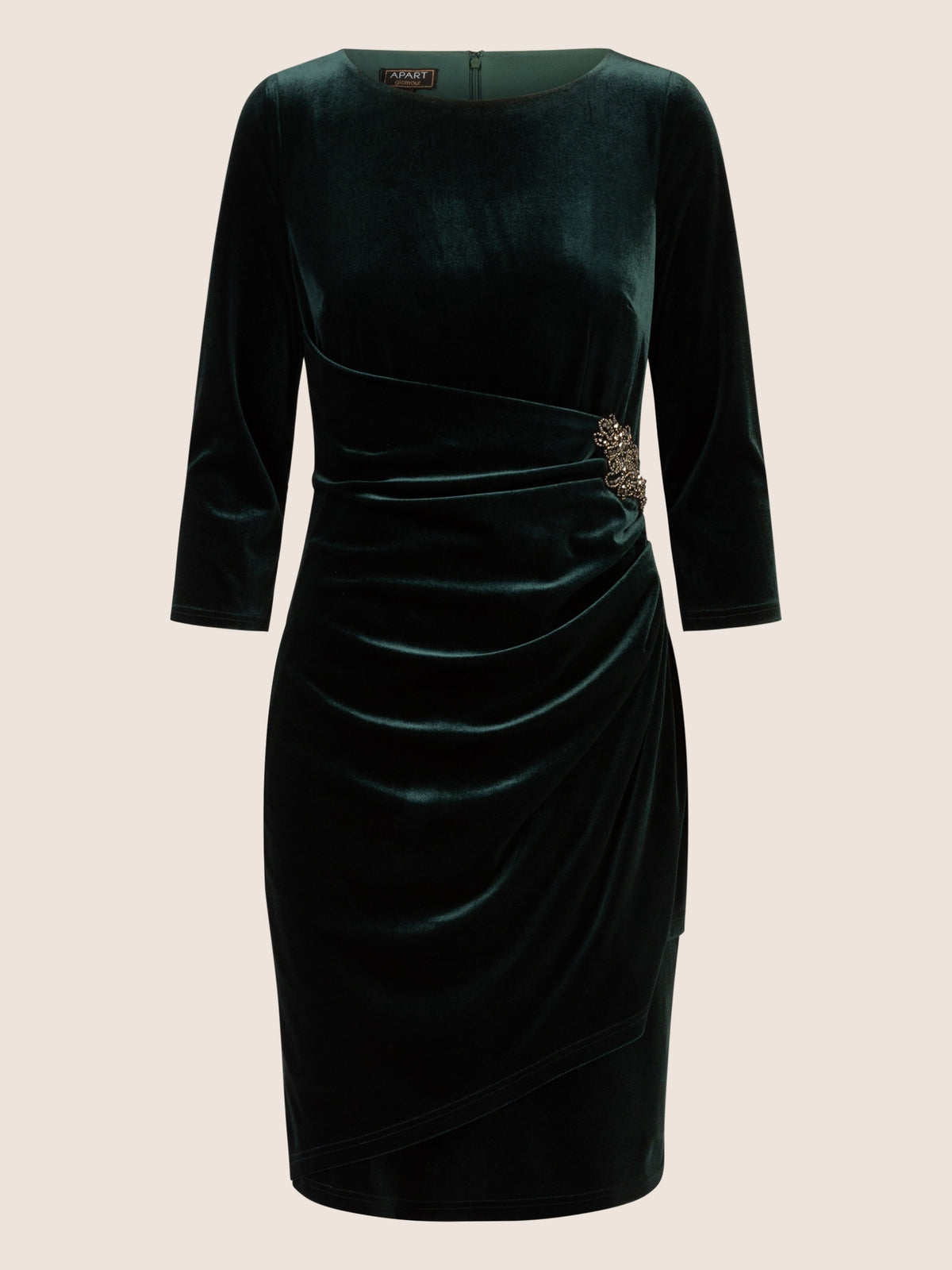 APART kurzes Samtkleid aus einem weichen Jerseysamt | emerald