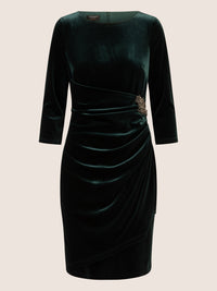 APART kurzes Samtkleid aus einem weichen Jerseysamt | emerald