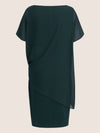 APART Cocktailkleid im Materialmix aus weichem Jersey und Chiffon | emerald