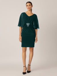 APART Cocktailkleid im Materialmix aus weichem Jersey, Chiffon und shaping Futter | emerald