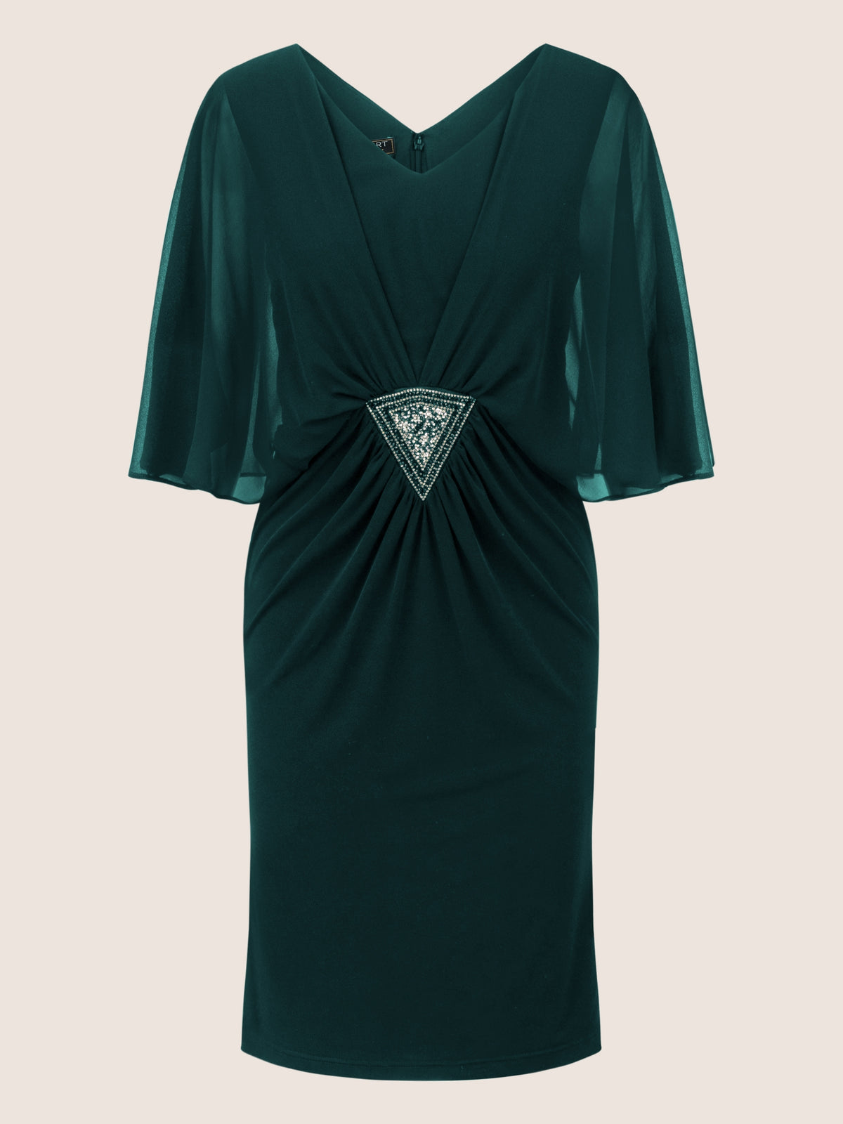 APART Cocktailkleid im Materialmix aus weichem Jersey, Chiffon und shaping Futter | emerald