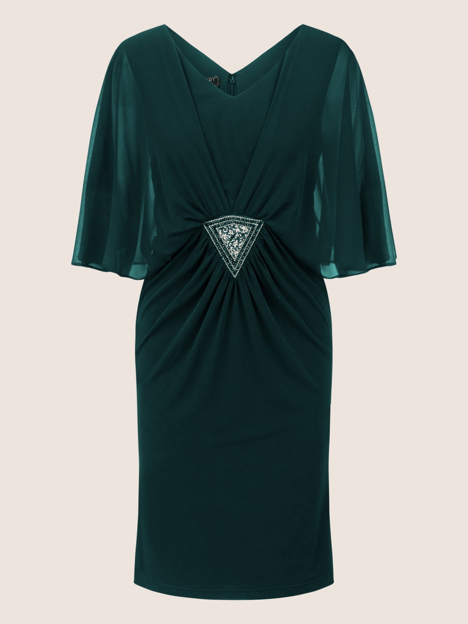 APART Cocktailkleid im Materialmix aus weichem Jersey, Chiffon und shaping Futter | emerald