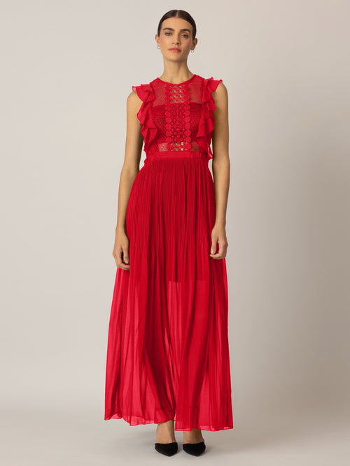 APART Abendkleid Kleid aus semitransparentem Georgette und transparenter Netzware | rot image 1