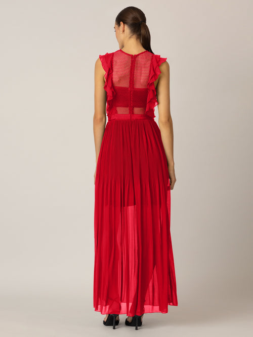 APART Abendkleid Kleid aus semitransparentem Georgette und transparenter Netzware | rot image 1