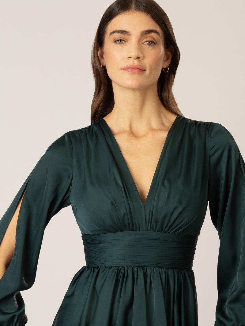 APART Cocktailkleid mit gerafftem Unterbrusteinsatz | emerald