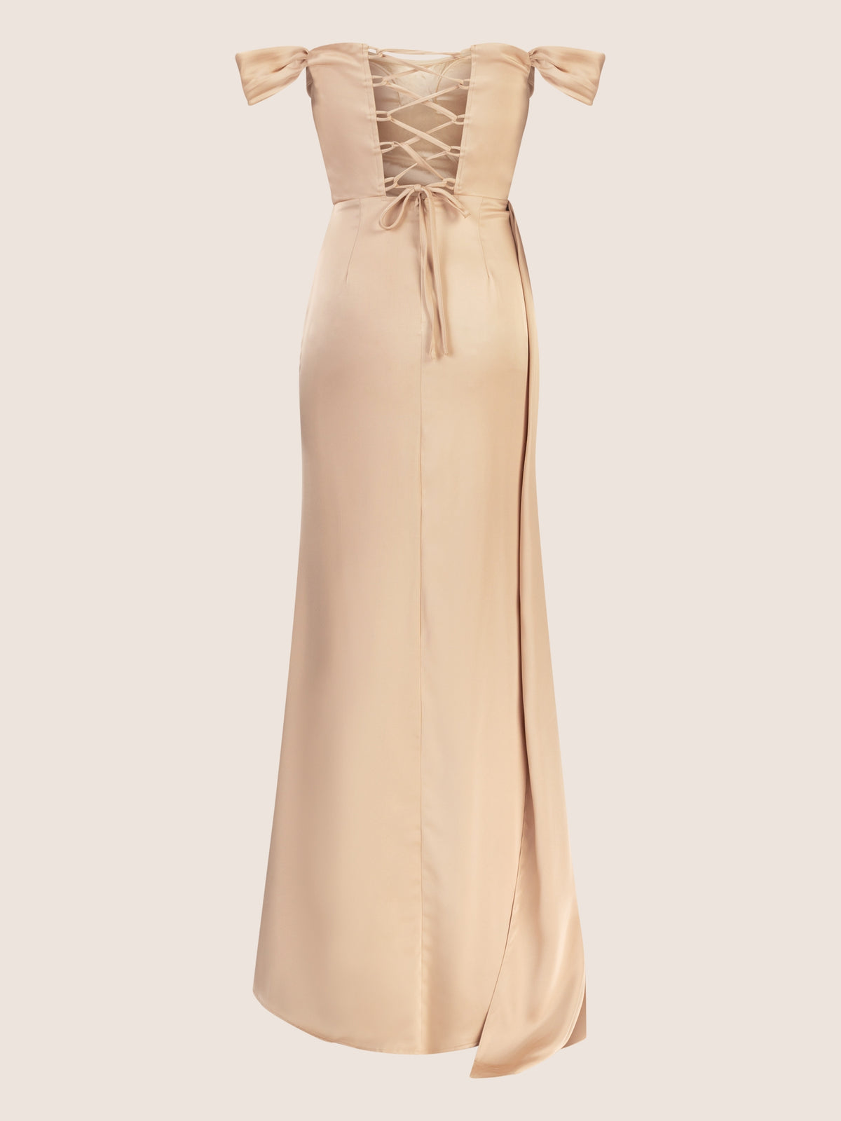 APART Langes Satin Kleid mit verstellbaren Spaghettiträgern | beige