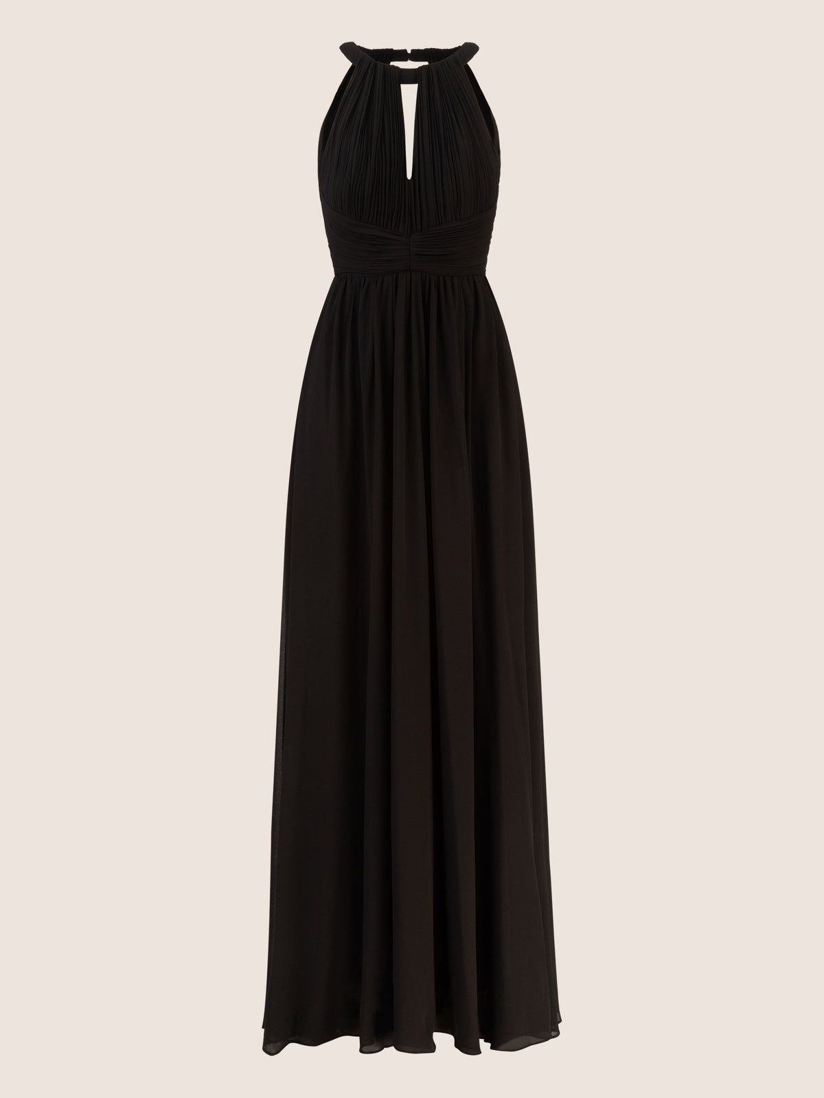 APART Langes Chiffon Kleid mit eleganten Plisseefalten | schwarz