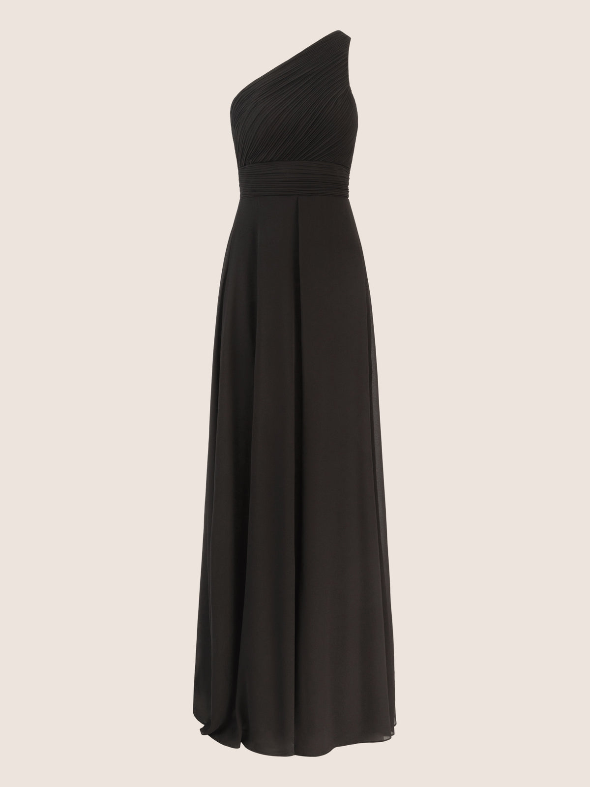 APART Langes Chiffon Kleid mit Ein-Schulter-Träger | schwarz