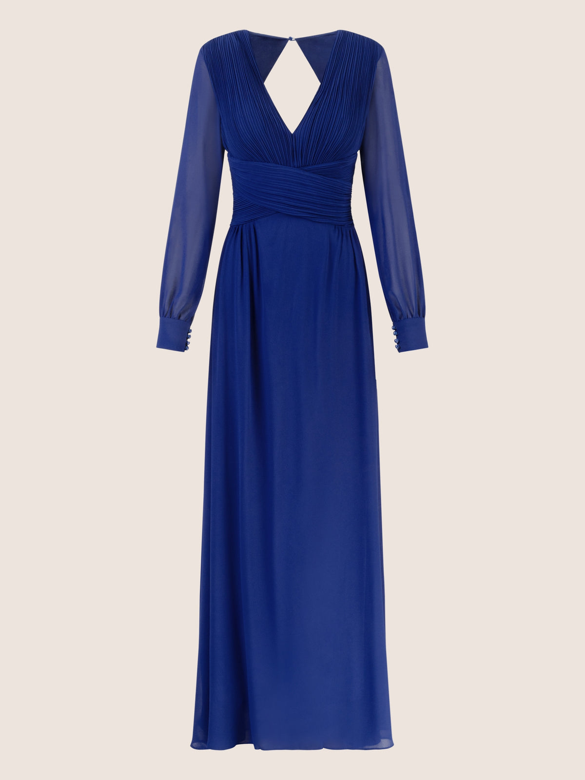 APART Langes Chiffon Kleid mit Plisseefalten | royalblau