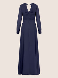 APART Langes Chiffon Kleid mit Plisseefalten | navy