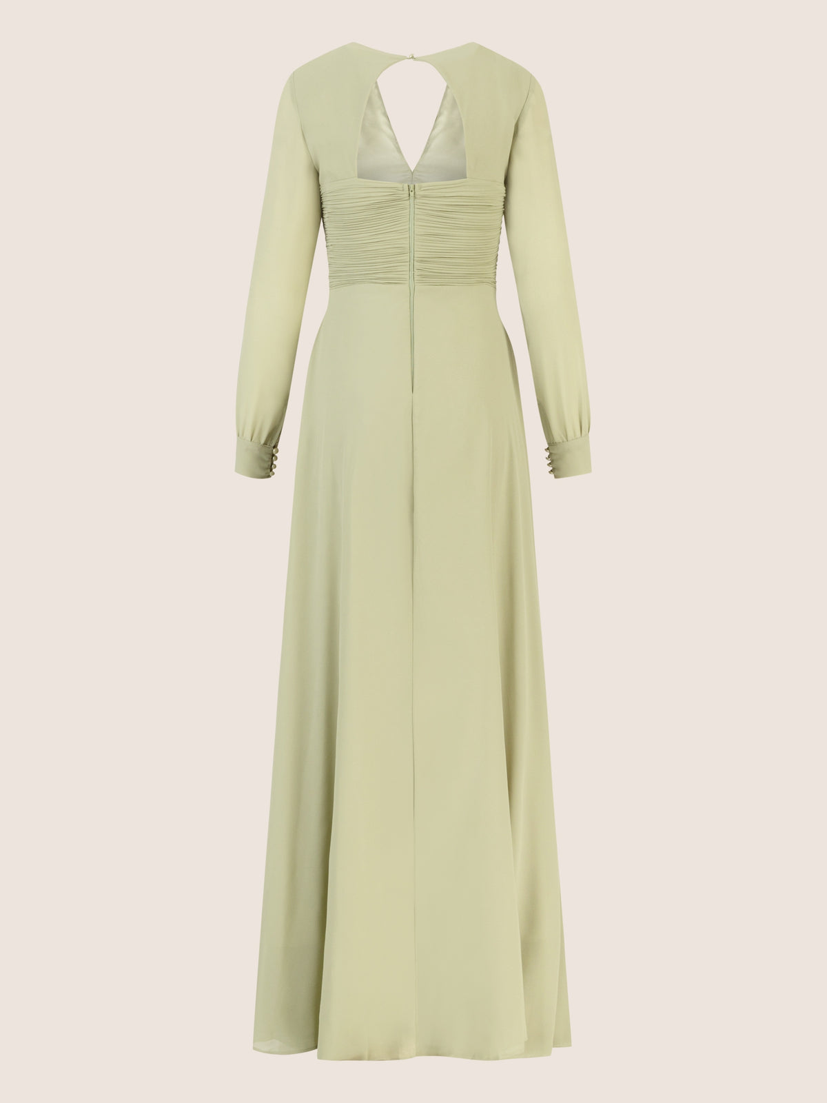 APART Langes Chiffon Kleid mit Plisseefalten | olive