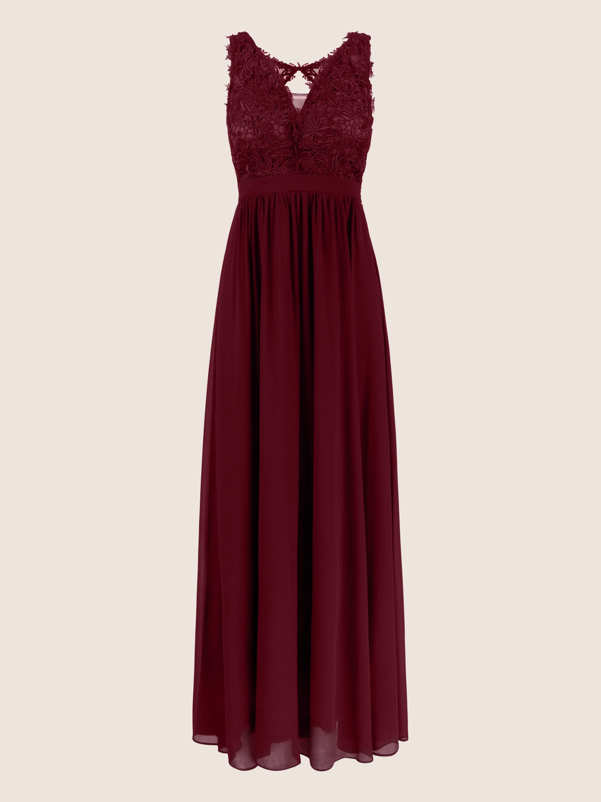 APART Langes Chiffon Kleid mit tiefer V-Ausschnitt | bordeaux