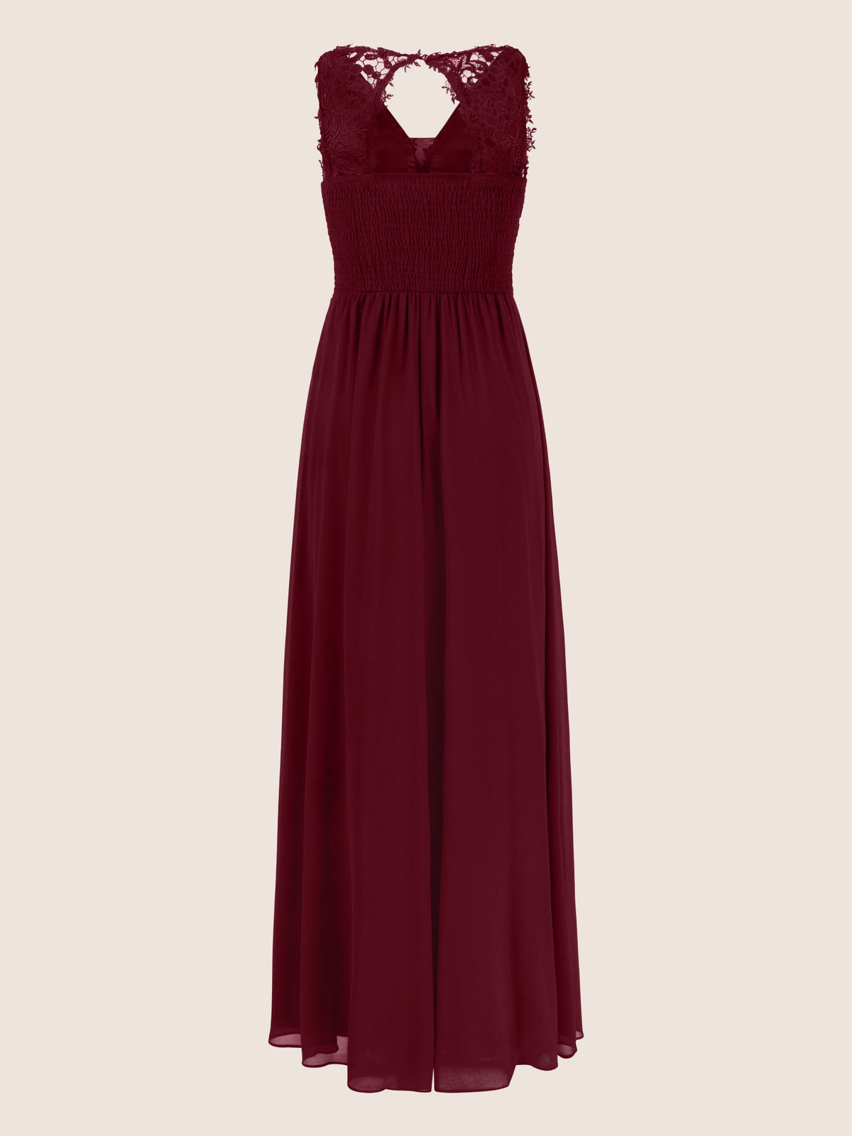 APART Langes Chiffon Kleid mit tiefer V-Ausschnitt | bordeaux