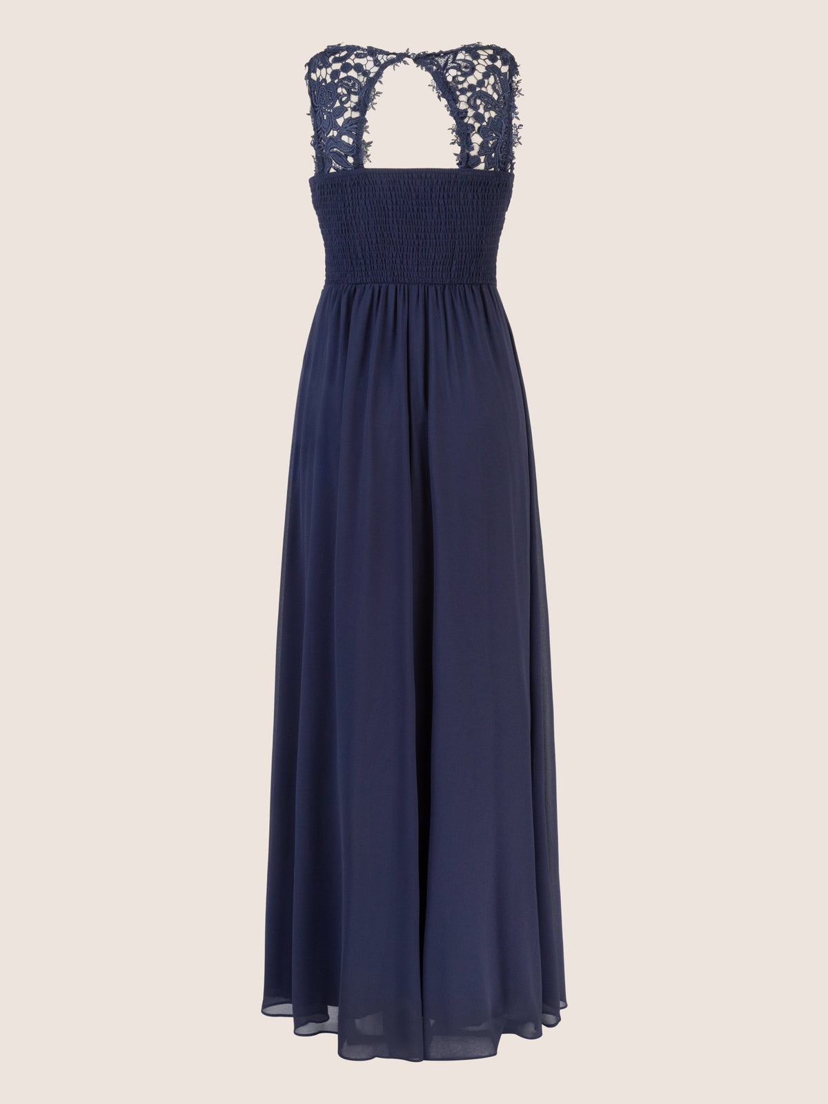 APART Langes Chiffon Kleid mit tiefer V-Ausschnitt | navy