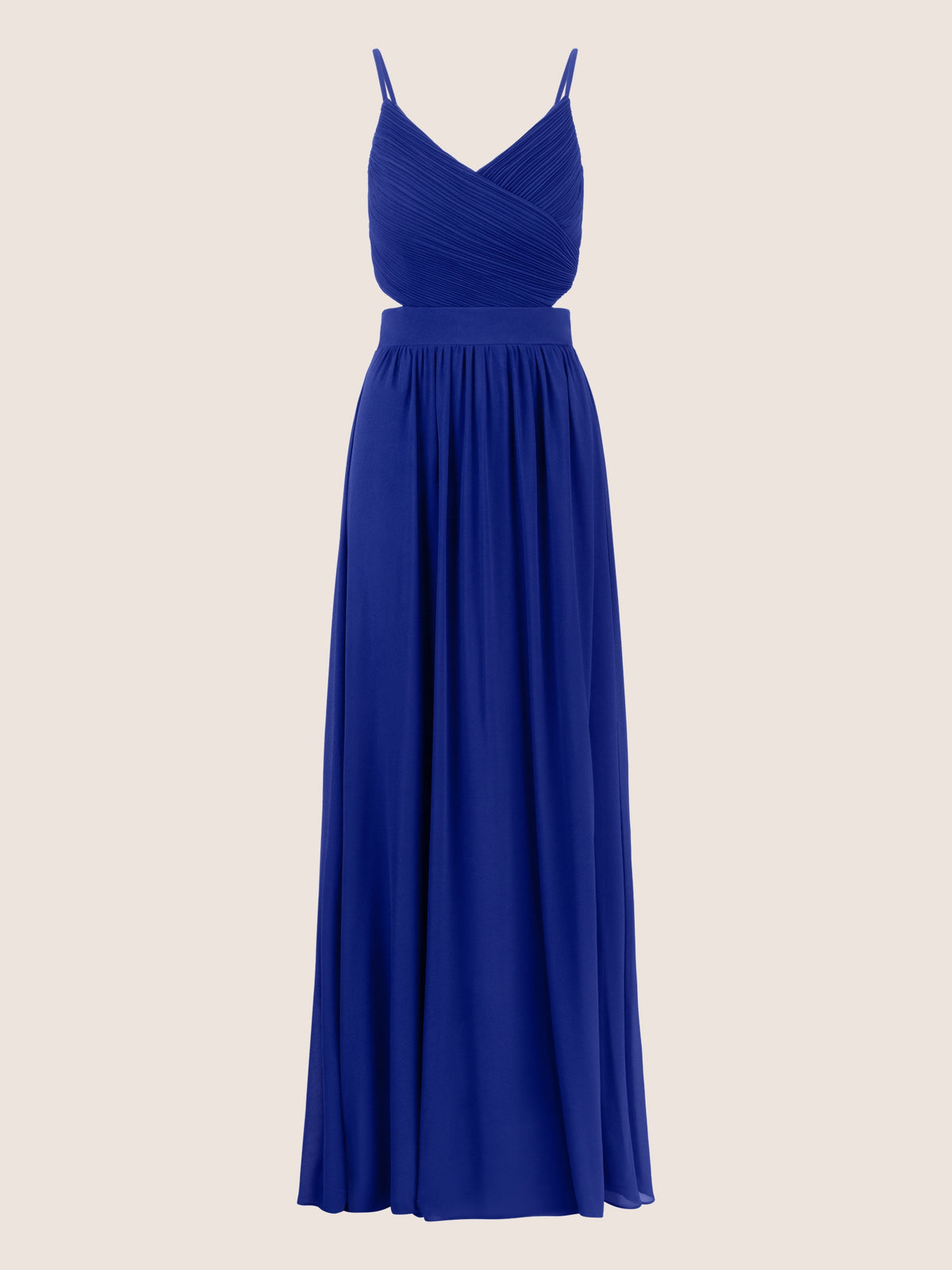 APART Langes Chiffon Kleid mit verstellbaren Spaghettiträgern | royalblau