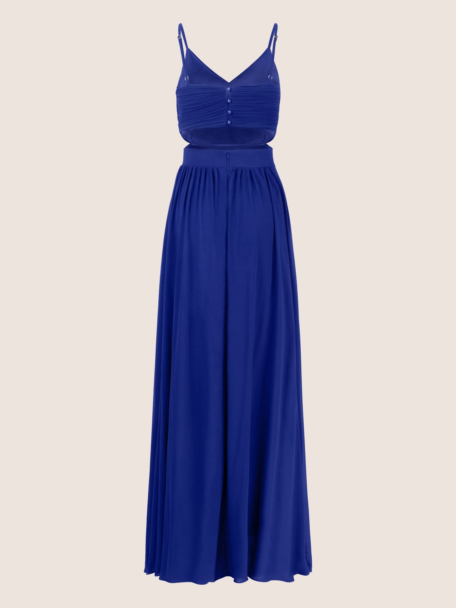 APART Langes Chiffon Kleid mit verstellbaren Spaghettiträgern | royalblau