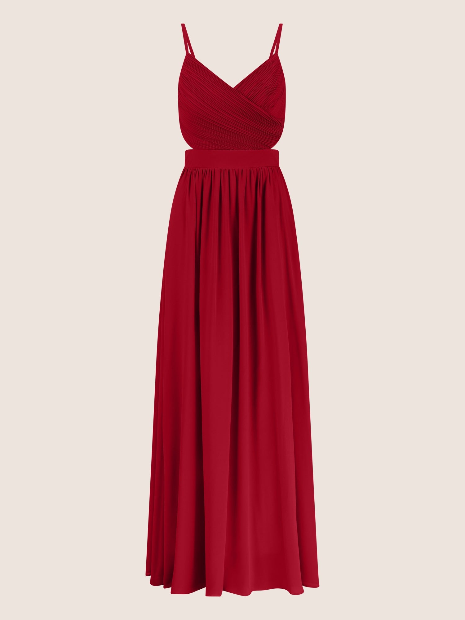 APART Langes Chiffon Kleid mit verstellbaren Spaghettiträgern | rot