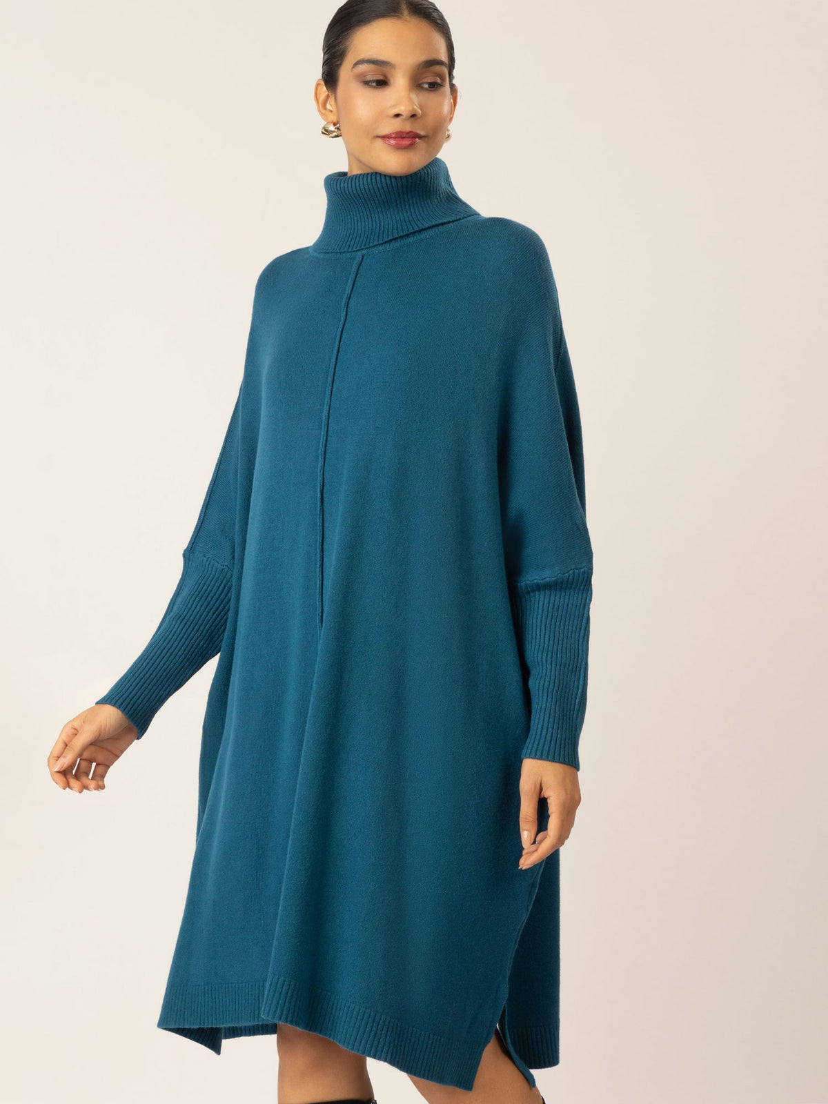 APART lässiges Strickkleid mit Rollkragen | blau