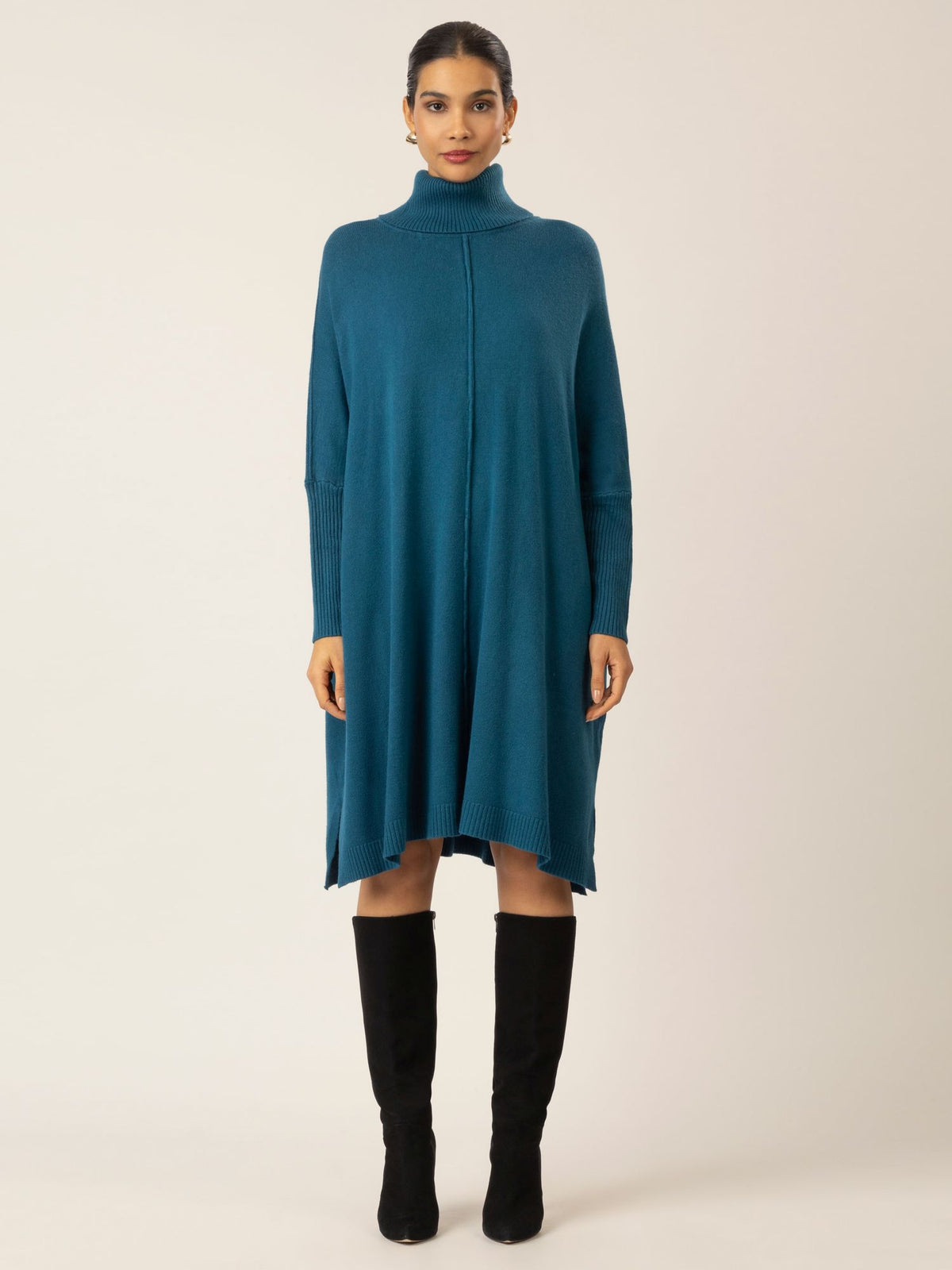 APART lässiges Strickkleid mit Rollkragen | blau