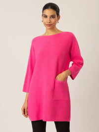 APART minimalistisches Strickkleid mit Tasche | fuchsia