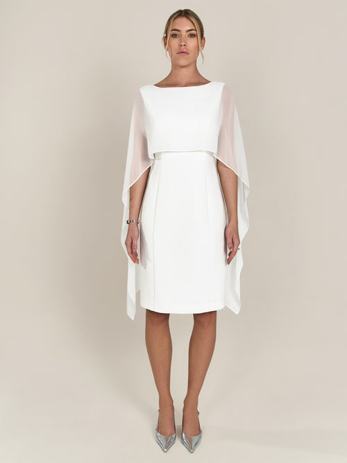 APART Kleid mit Chiffonstola aus einer leicht strukturierten Ware und angearbeitetem Cape | creme image 1