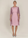 APART Kleid mit Chiffonstola aus einer leicht strukturierten Ware und angearbeitetem Cape | mauve