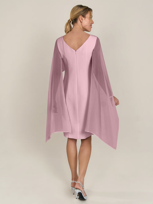 APART Kleid mit Chiffonstola aus einer leicht strukturierten Ware und angearbeitetem Cape | mauve image 1