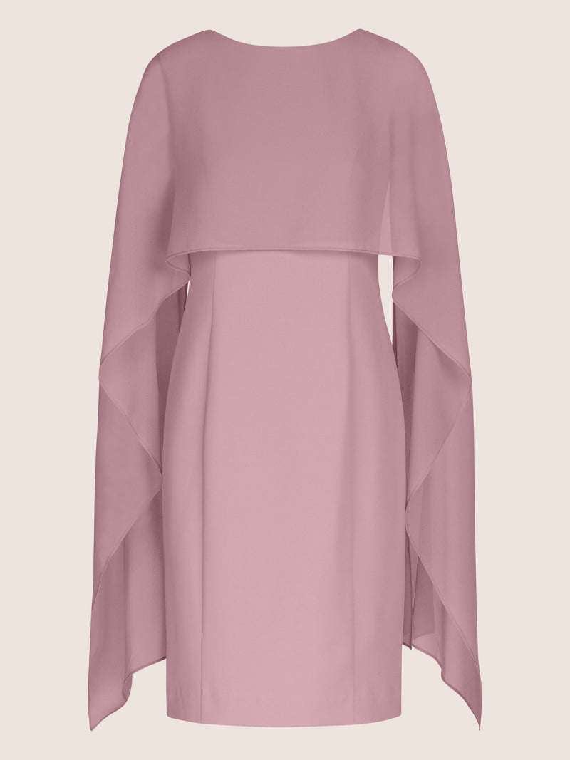 APART Kleid mit Chiffonstola aus einer leicht strukturierten Ware und angearbeitetem Cape | mauve