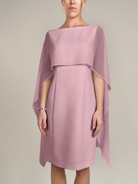 APART Kleid mit Chiffonstola aus einer leicht strukturierten Ware und angearbeitetem Cape | mauve