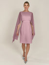 APART Kleid mit Chiffonstola aus einer leicht strukturierten Ware und angearbeitetem Cape | mauve