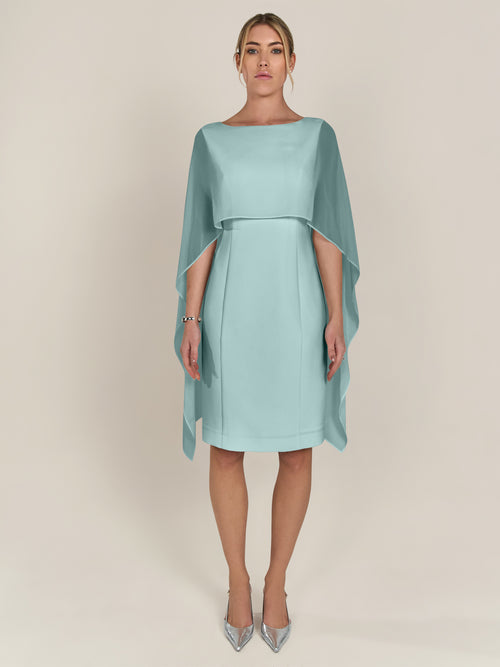 APART Kleid mit Chiffonstola aus einer leicht strukturierten Ware und angearbeitetem Cape | jade image 1