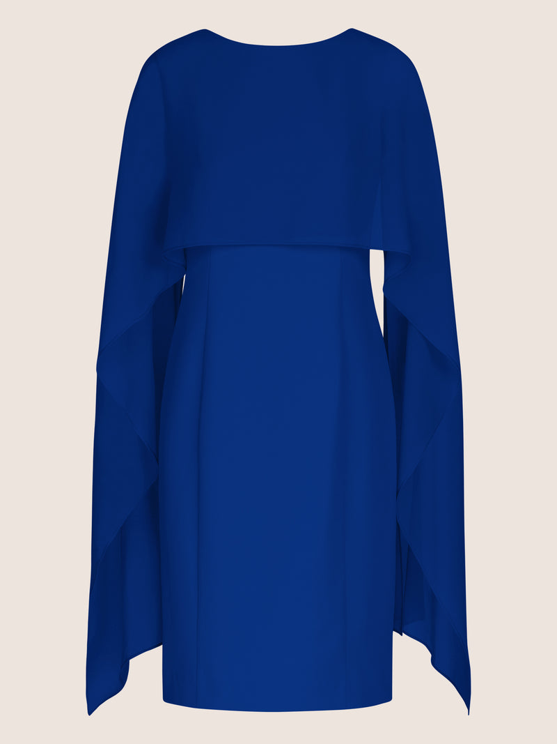 APART Kleid mit Chiffonstola aus einer leicht strukturierten Ware und angearbeitetem Cape | royalblau