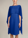 APART Kleid mit Chiffonstola aus einer leicht strukturierten Ware und angearbeitetem Cape | royalblau