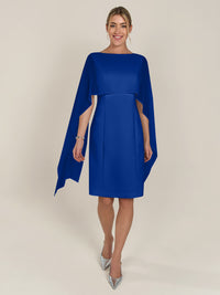 APART Kleid mit Chiffonstola aus einer leicht strukturierten Ware und angearbeitetem Cape | royalblau