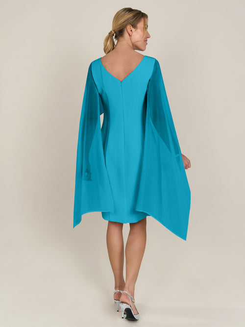 APART Kleid mit Chiffonstola aus einer leicht strukturierten Ware und angearbeitetem Cape | türkis image 1